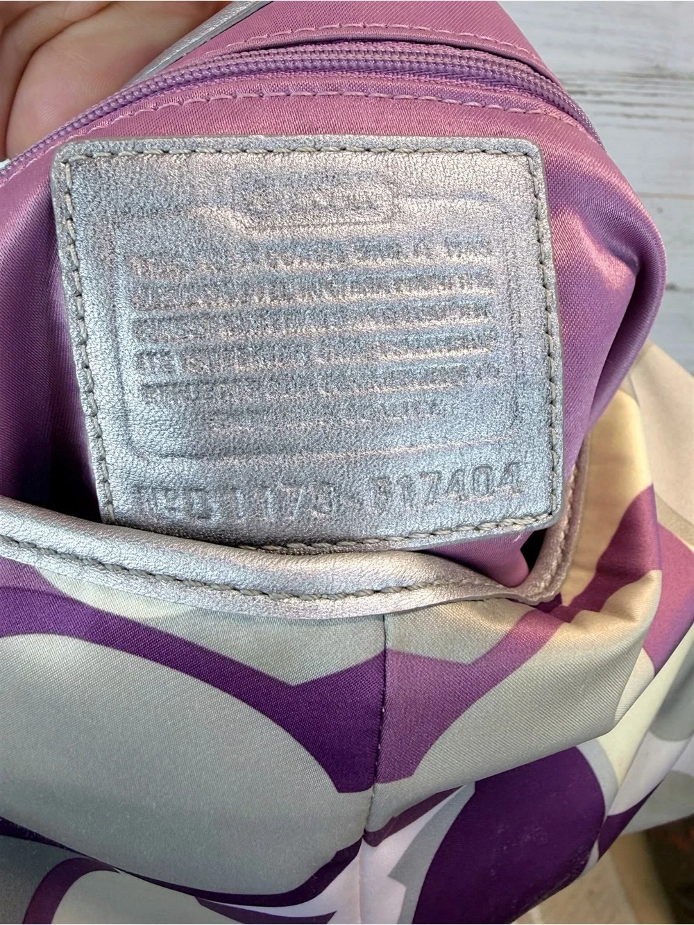 Coach Soho Purple Gray Op Art Satin Shoulder Bag Silver Buckle Hobo Purse
